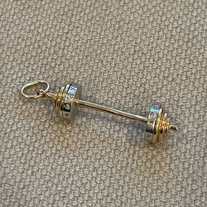 Estate⭐️14KT⭐️Gold and Diamond Barbell Charm Pendant